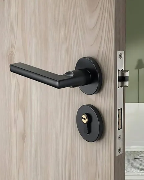 Aluminum lever handle with lock function and handing check